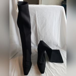 Stretchy Nylon Fabric Tall Knee High Boots